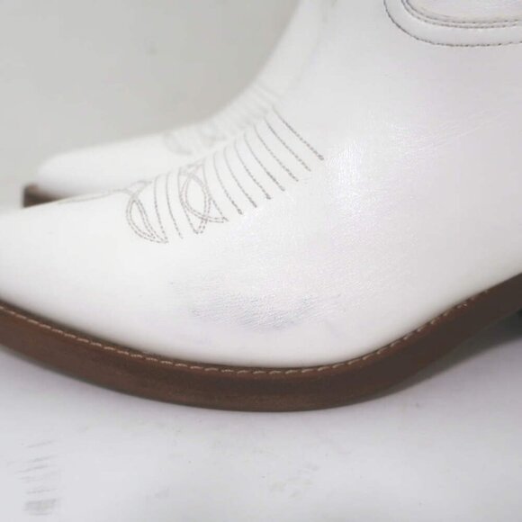 Partlow Abigail 55 Metallic-Embroidered Cowboy Boots White Leather Size 39 - Picture 9 of 16